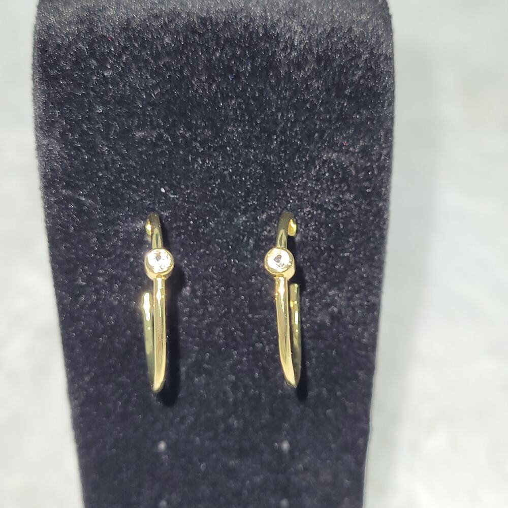 Marrin Costello Mystique Hoops Earrings 14k Gold Plate Sterling Silver Topaz